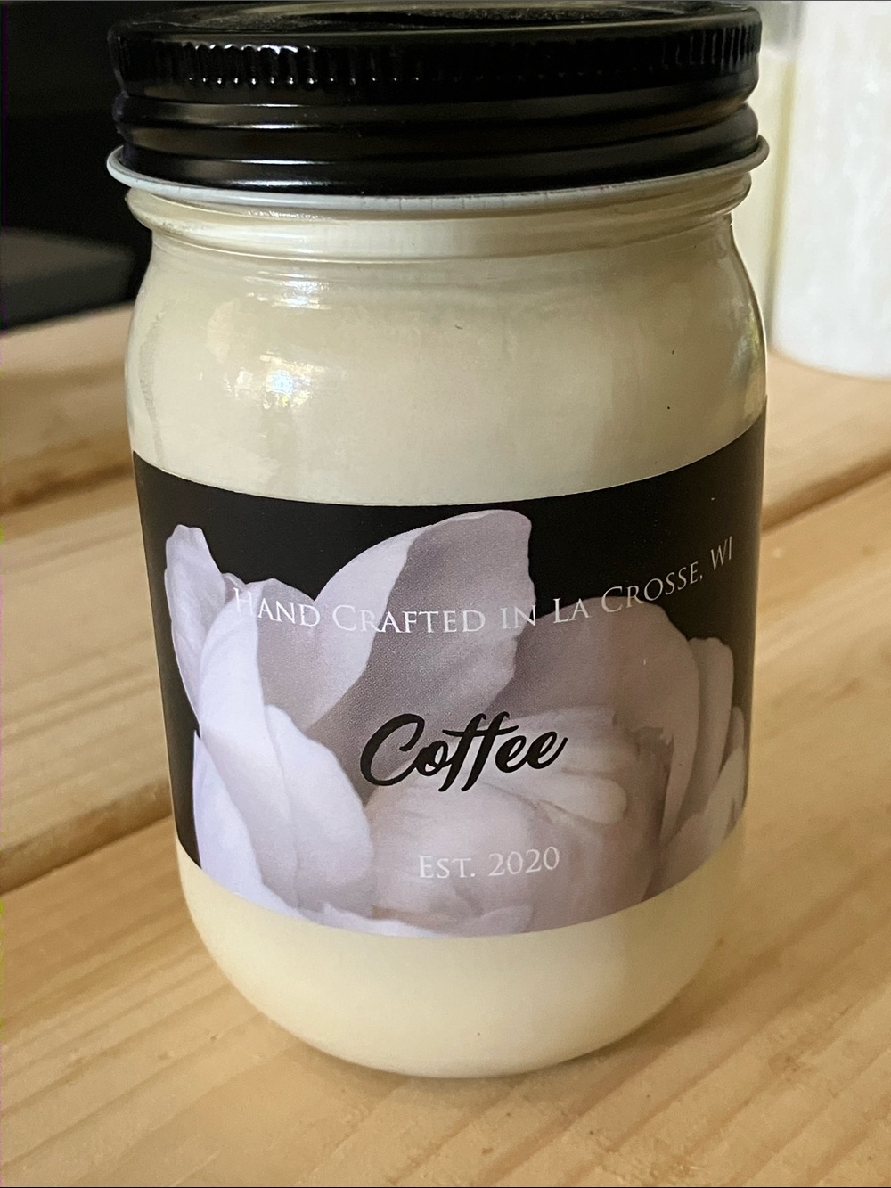 Soy Handcrafted Coffee Scented Cream Candle Jar - EST. 2020